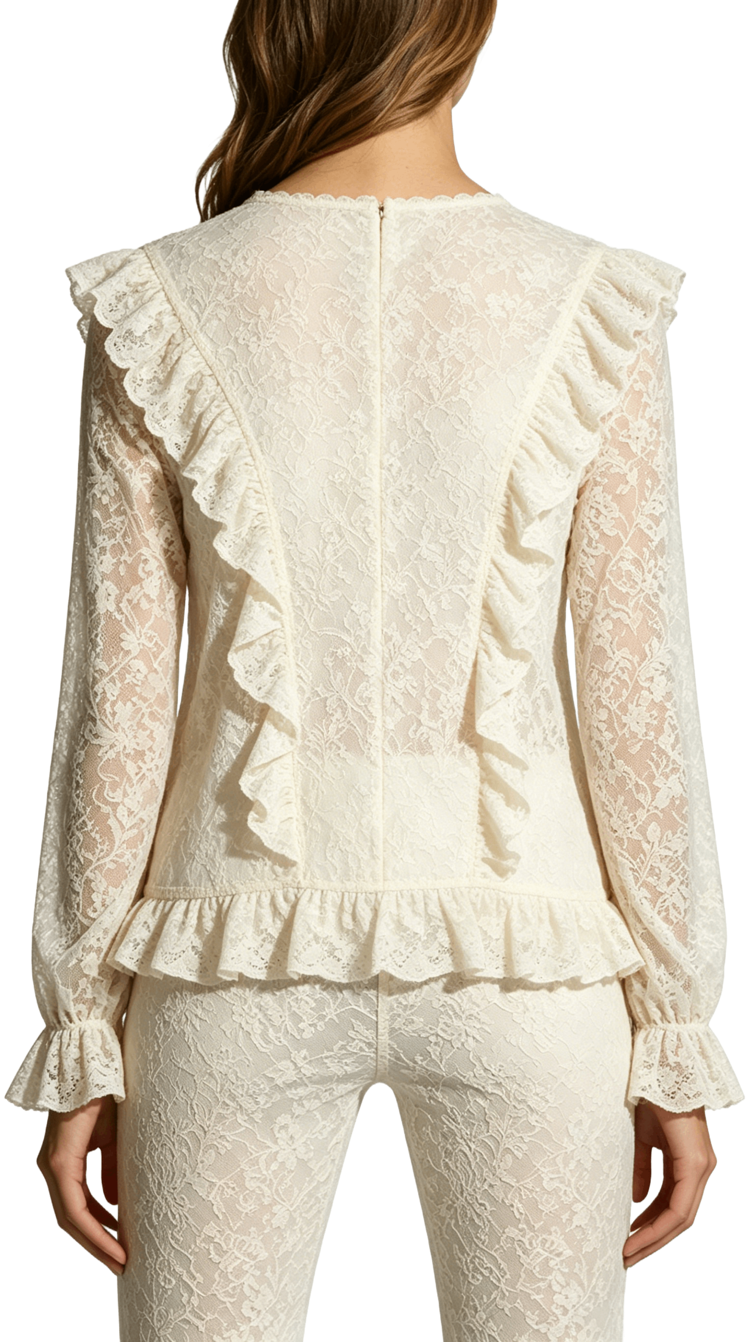 Lace Ruffle Top and Pants Set - Image 3