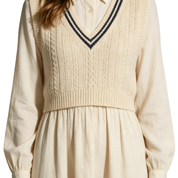 Cable Knit Vest and Dress Set