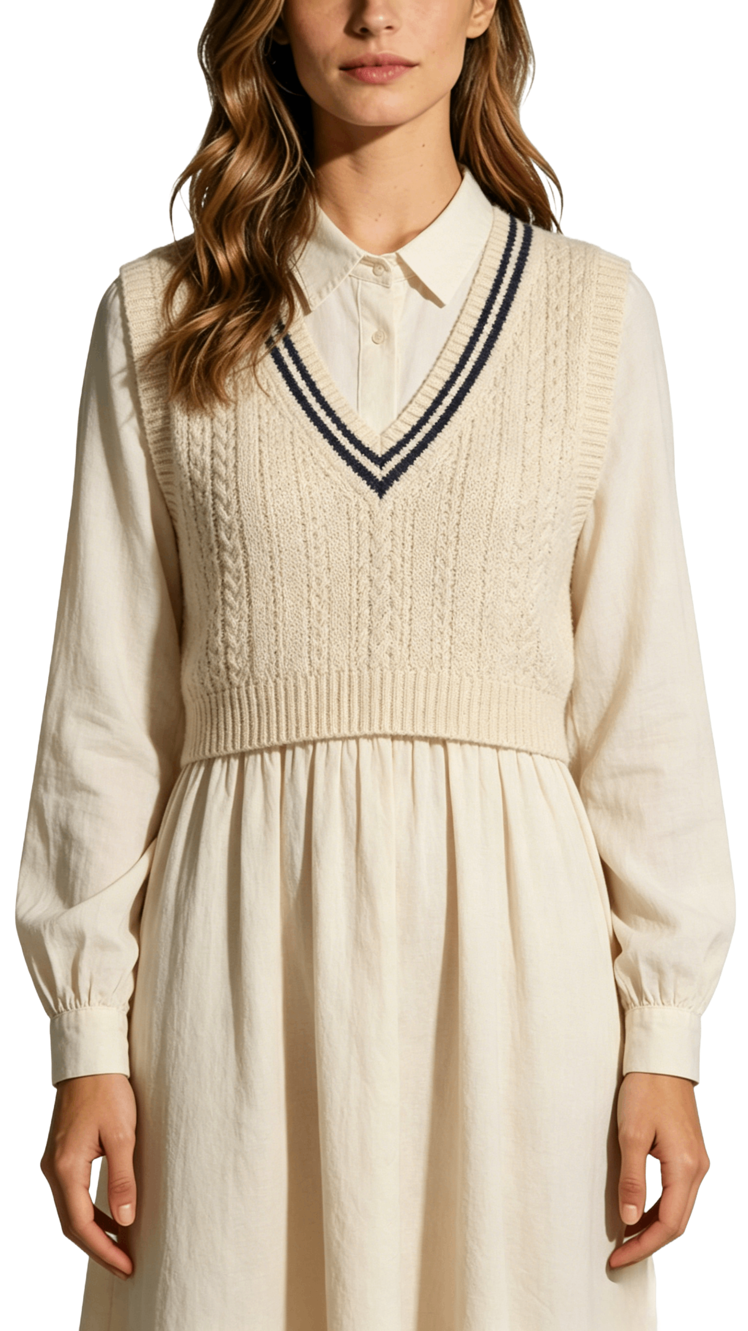 Cable Knit Vest and Dress Set