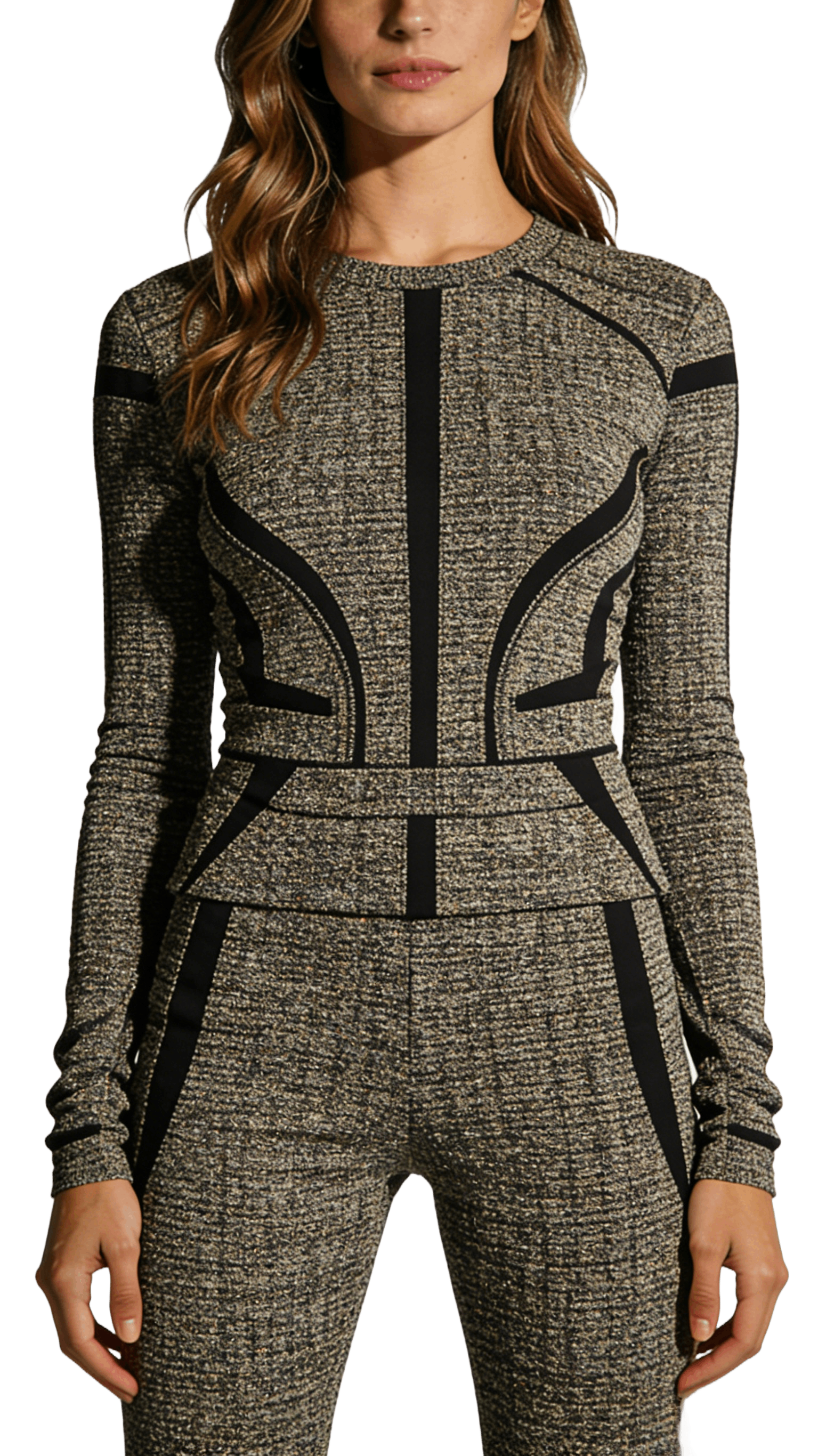 Tweed Panel Top and Pants Set