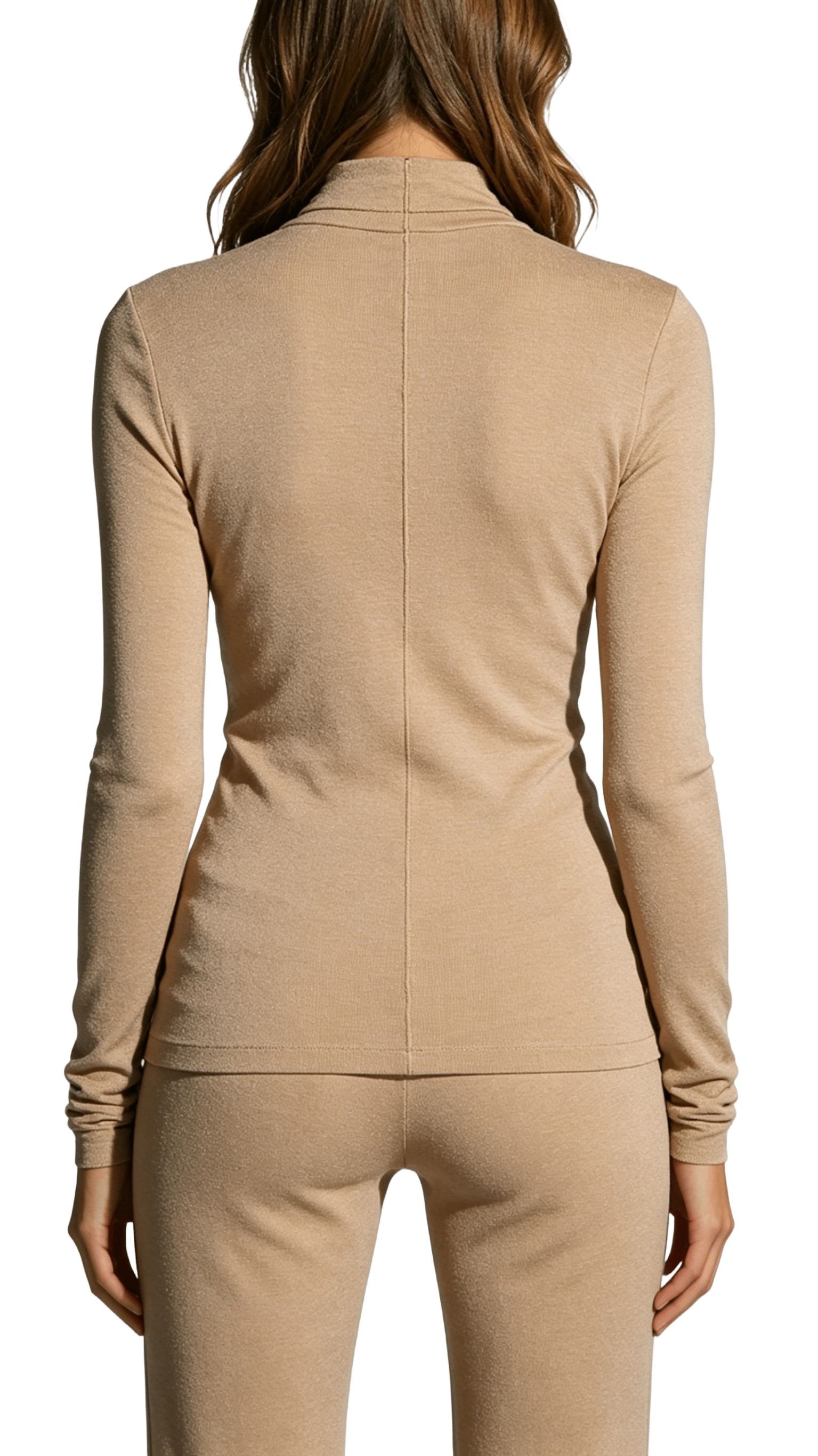 Turtleneck Ribbed Knit Top and Pants Set - Image 3