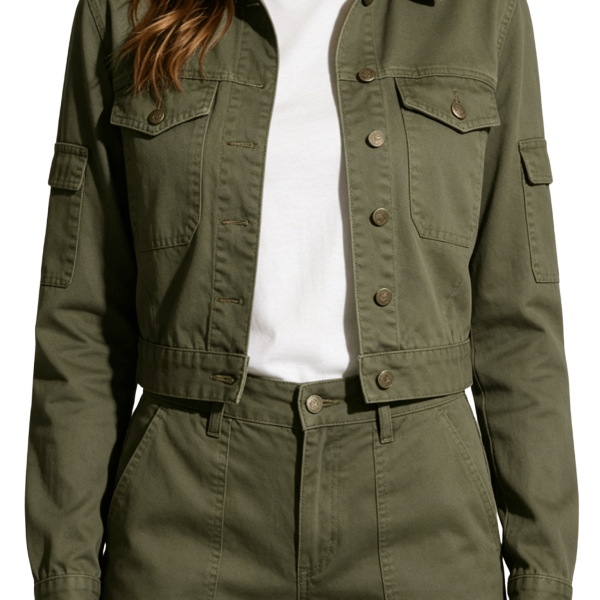 Cropped Cargo Jacket and Pants Set