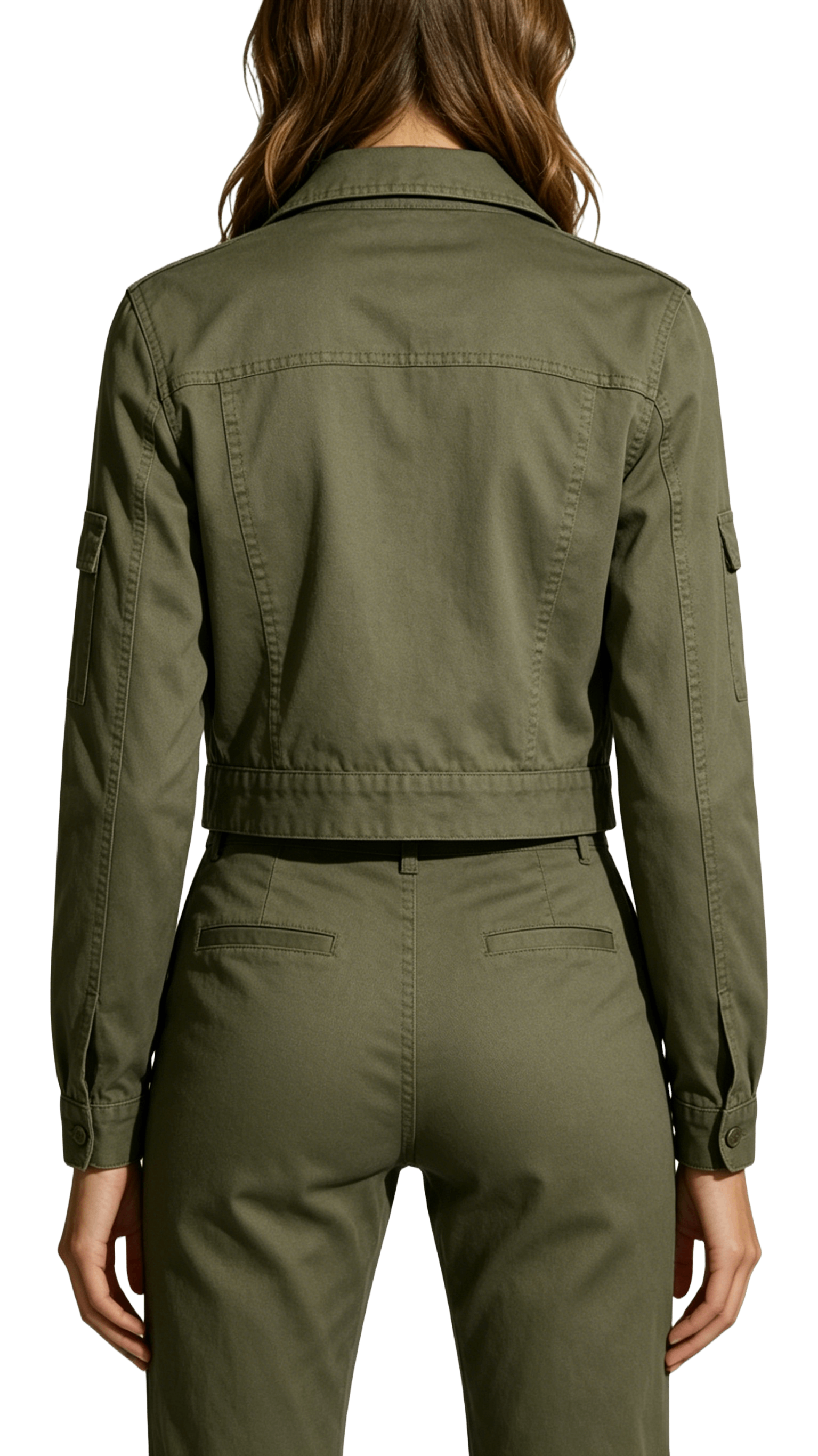 Cropped Cargo Jacket and Pants Set - Image 3