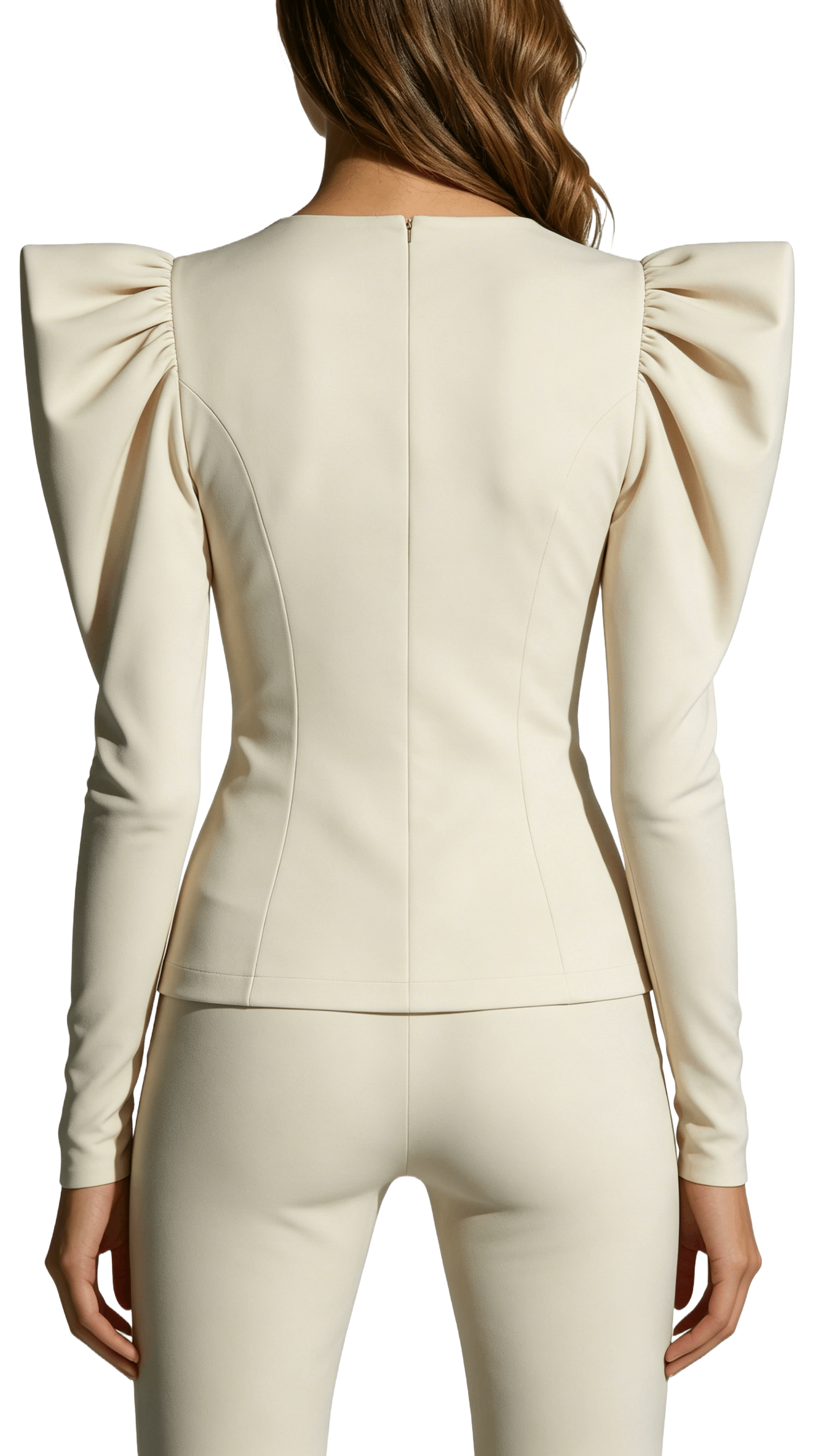 Puff Sleeve Structured Top and Pants Set - Image 3
