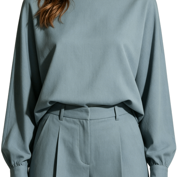 Loose Fit Blouse and Pleated Pants Set