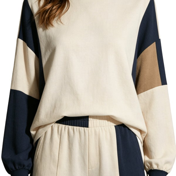 Color-Block Loungewear Top and Pants Set