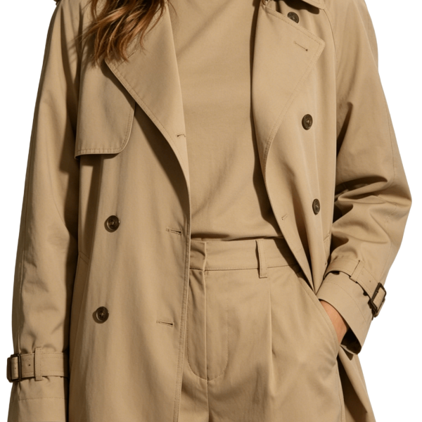Classic Trench Coat and Tailored Pants Set