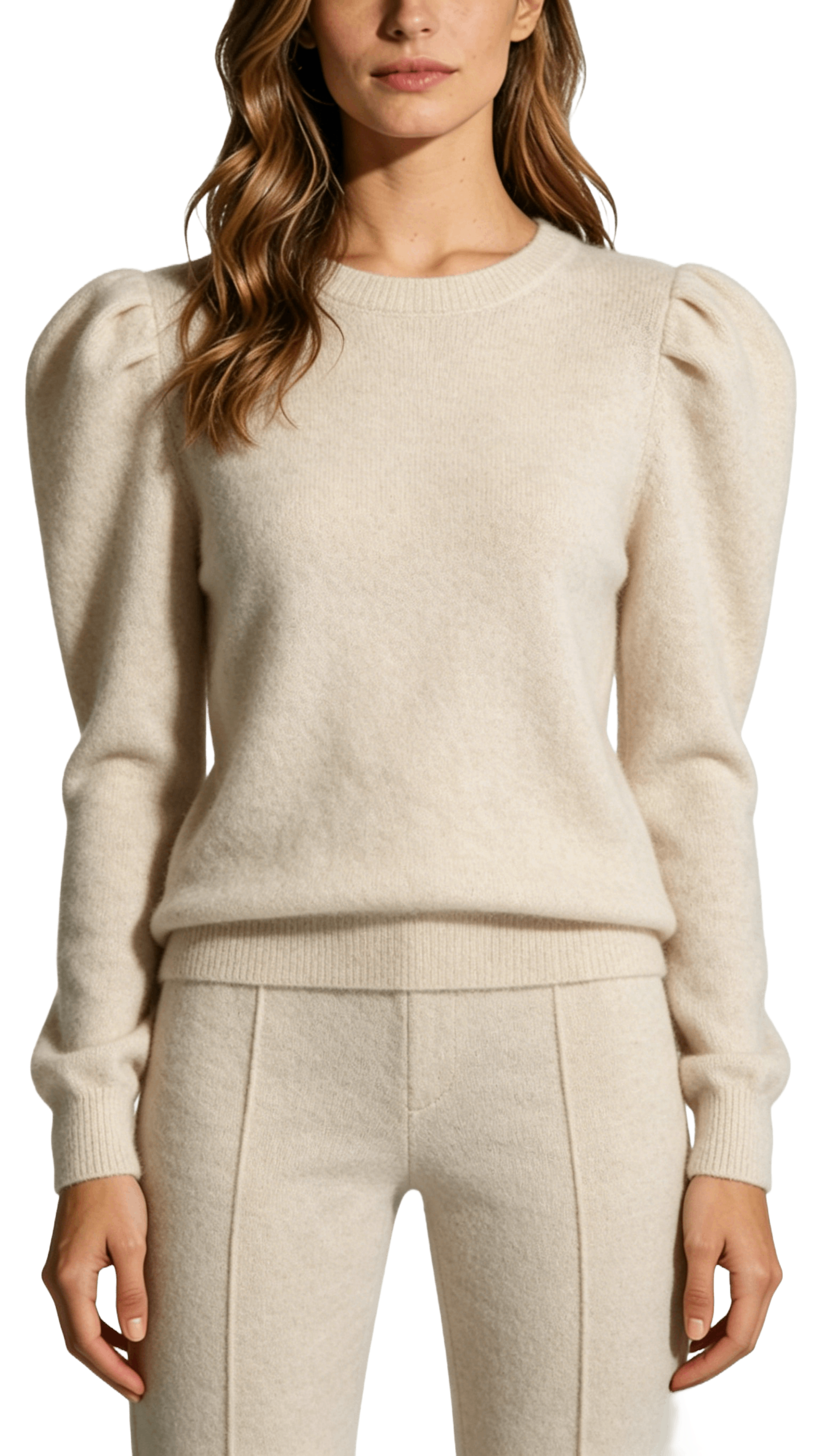 Knitted Puff Sleeve Top and Pants Set