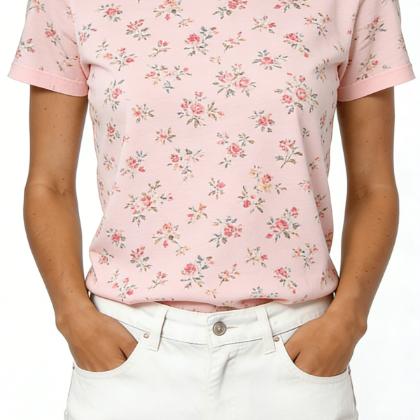 Pink Ditsy Floral Short Sleeve T-Shirt
