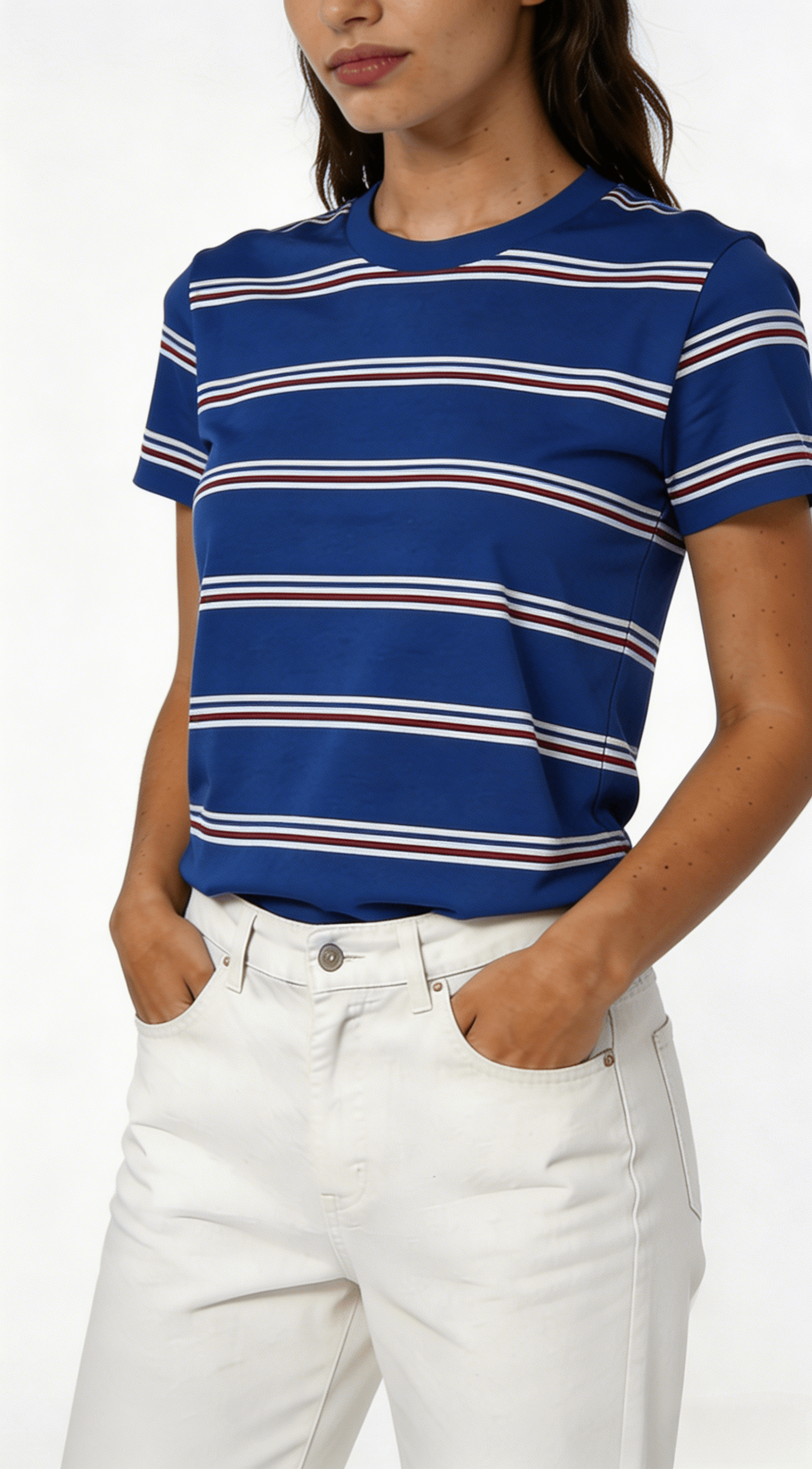 Blue Multi-Stripe Short Sleeve T-Shirt - Image 2