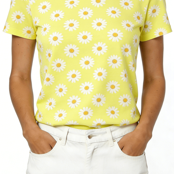 Yellow Daisy Print Short Sleeve T-Shirt