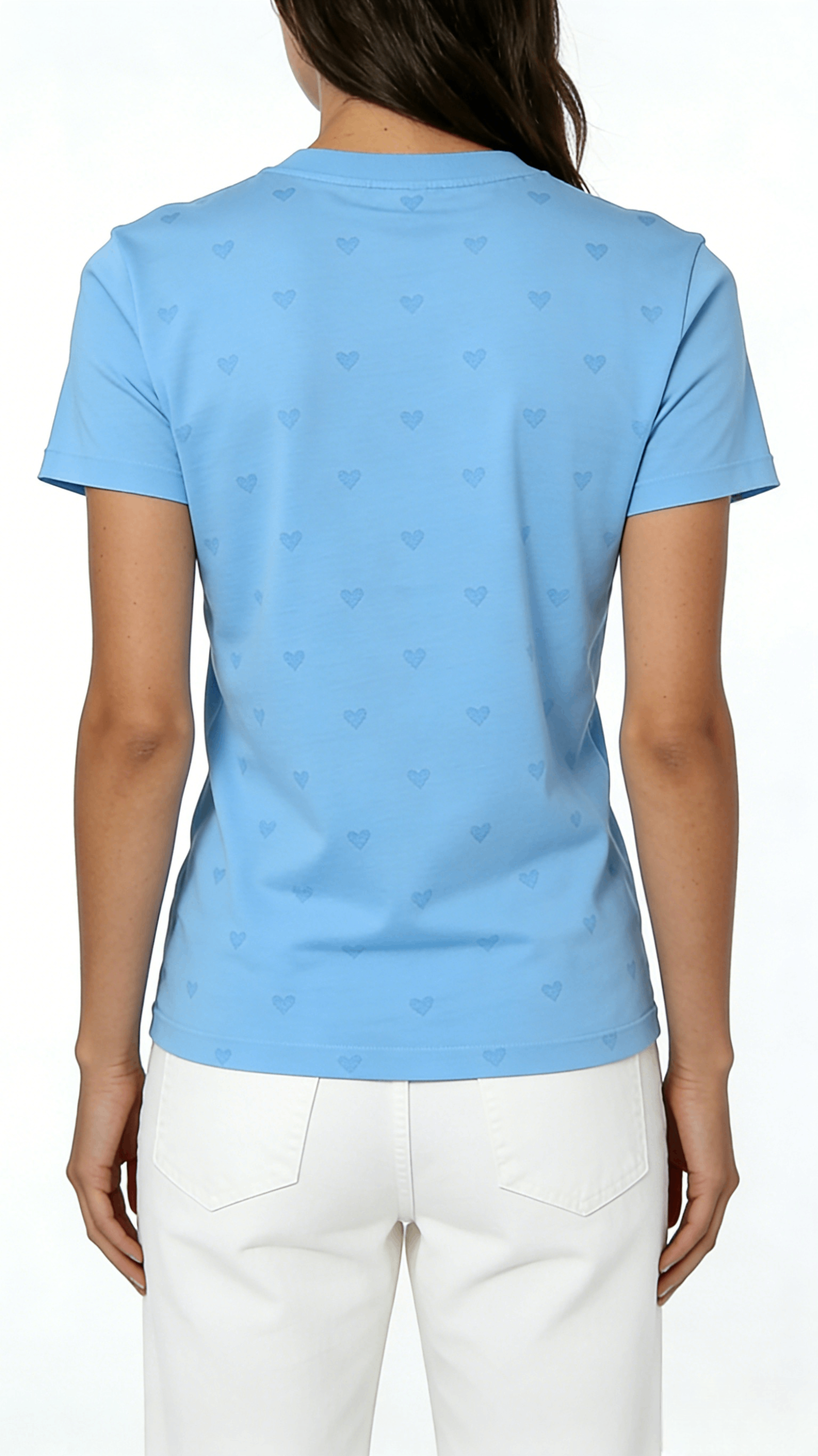 Light Blue Mini Heart Print Short Sleeve T-Shirt - Image 3
