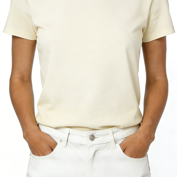 Cream Bear Silhouette Print Short Sleeve T-Shirt