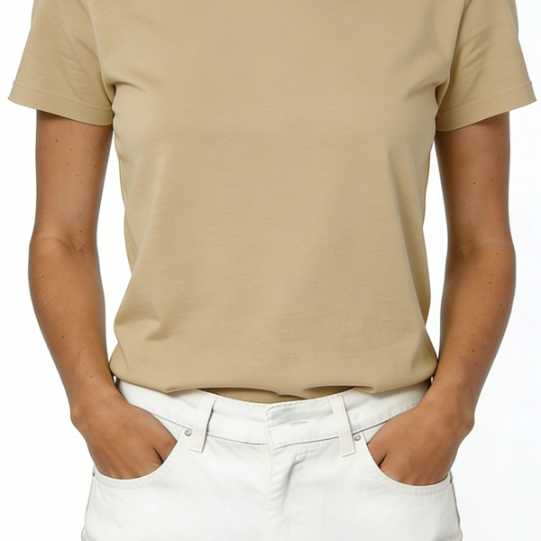 Khaki Solid Crew Neck Short Sleeve T-Shirt
