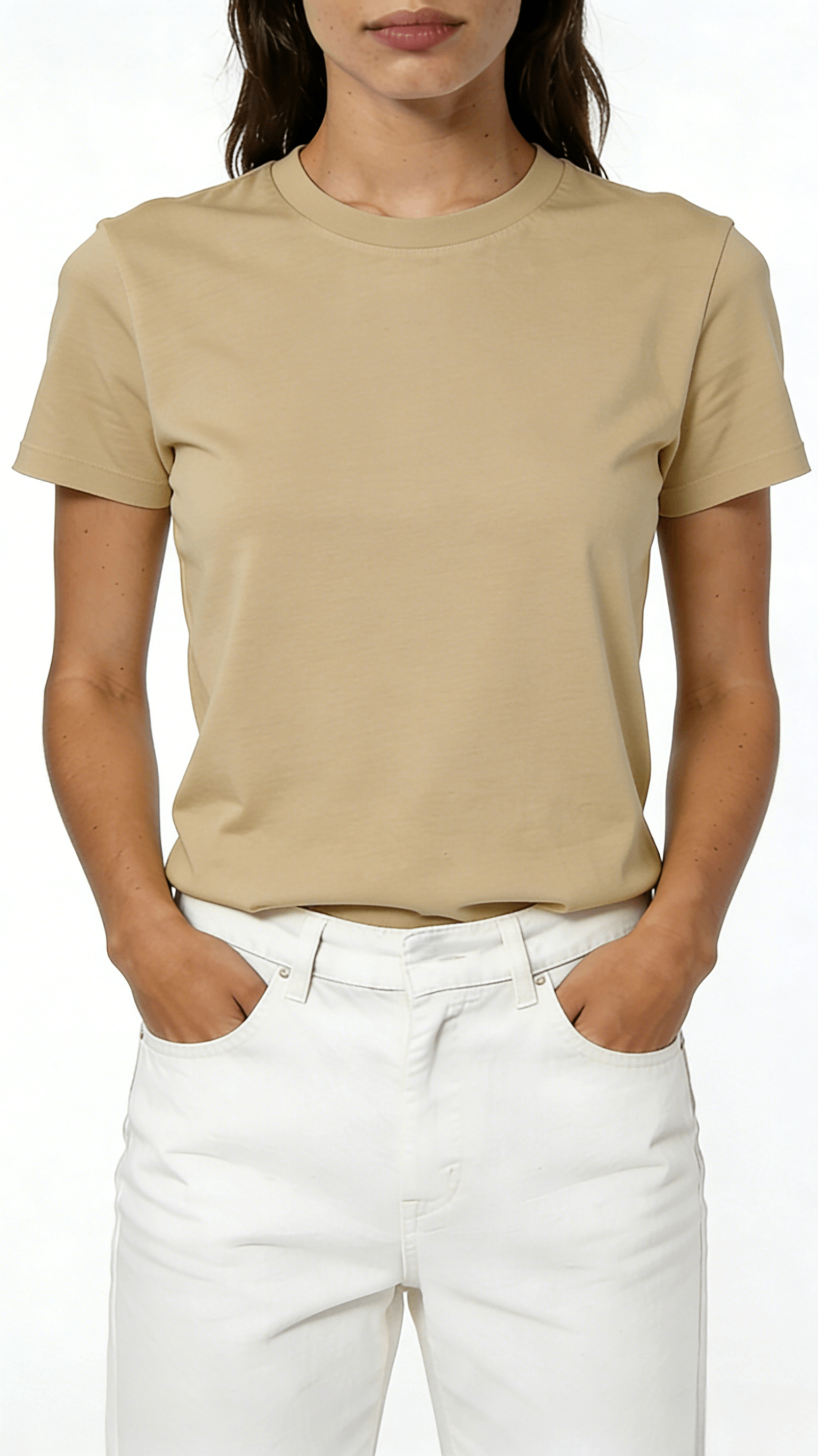Khaki Solid Crew Neck Short Sleeve T-Shirt