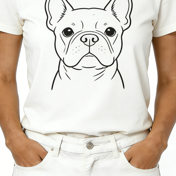 White French Bulldog Line Art Print Short Sleeve T-Shirt