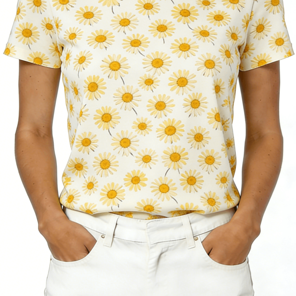 Cream Daisy Print Short Sleeve T-Shirt