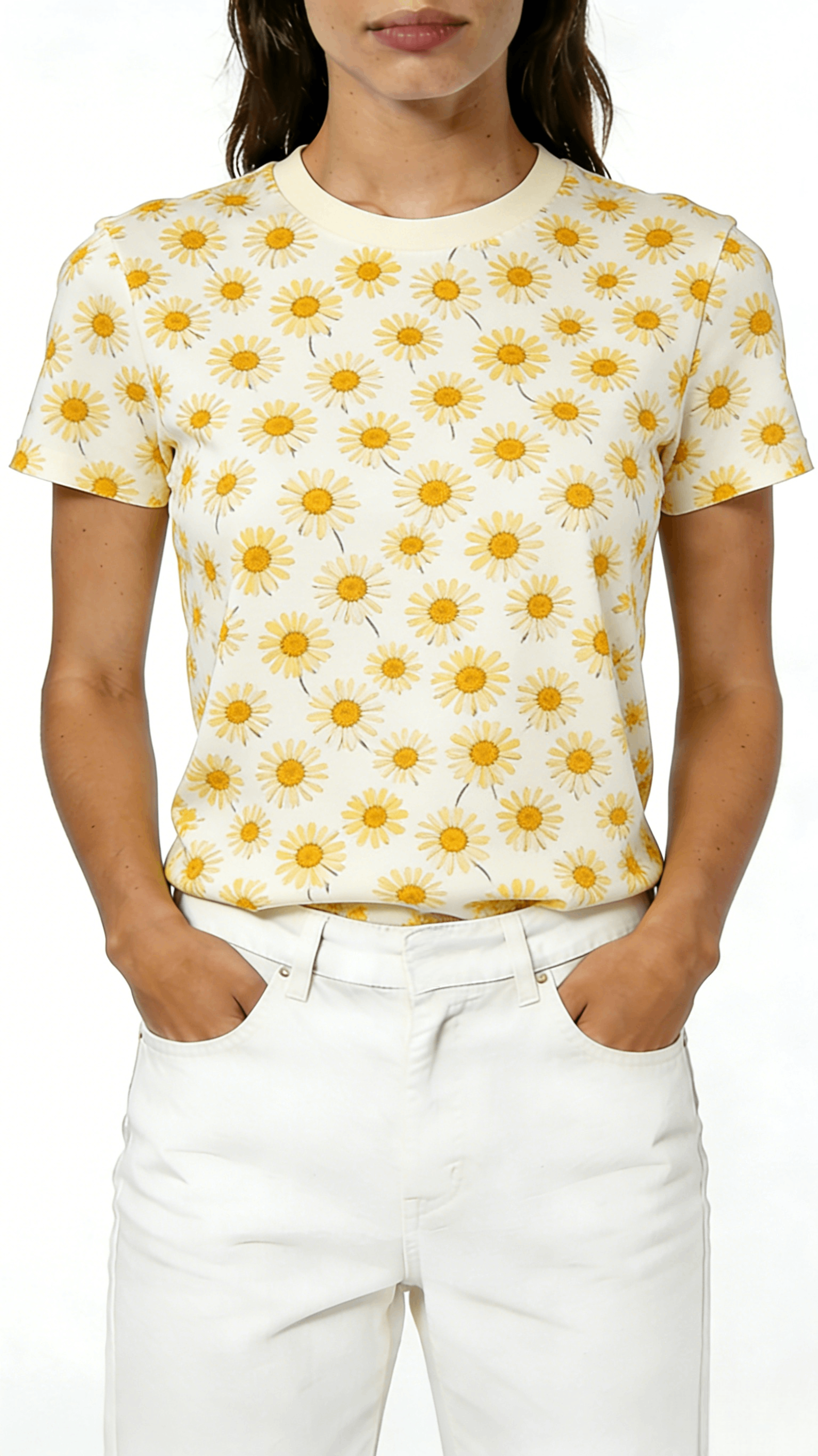 Cream Daisy Print Short Sleeve T-Shirt