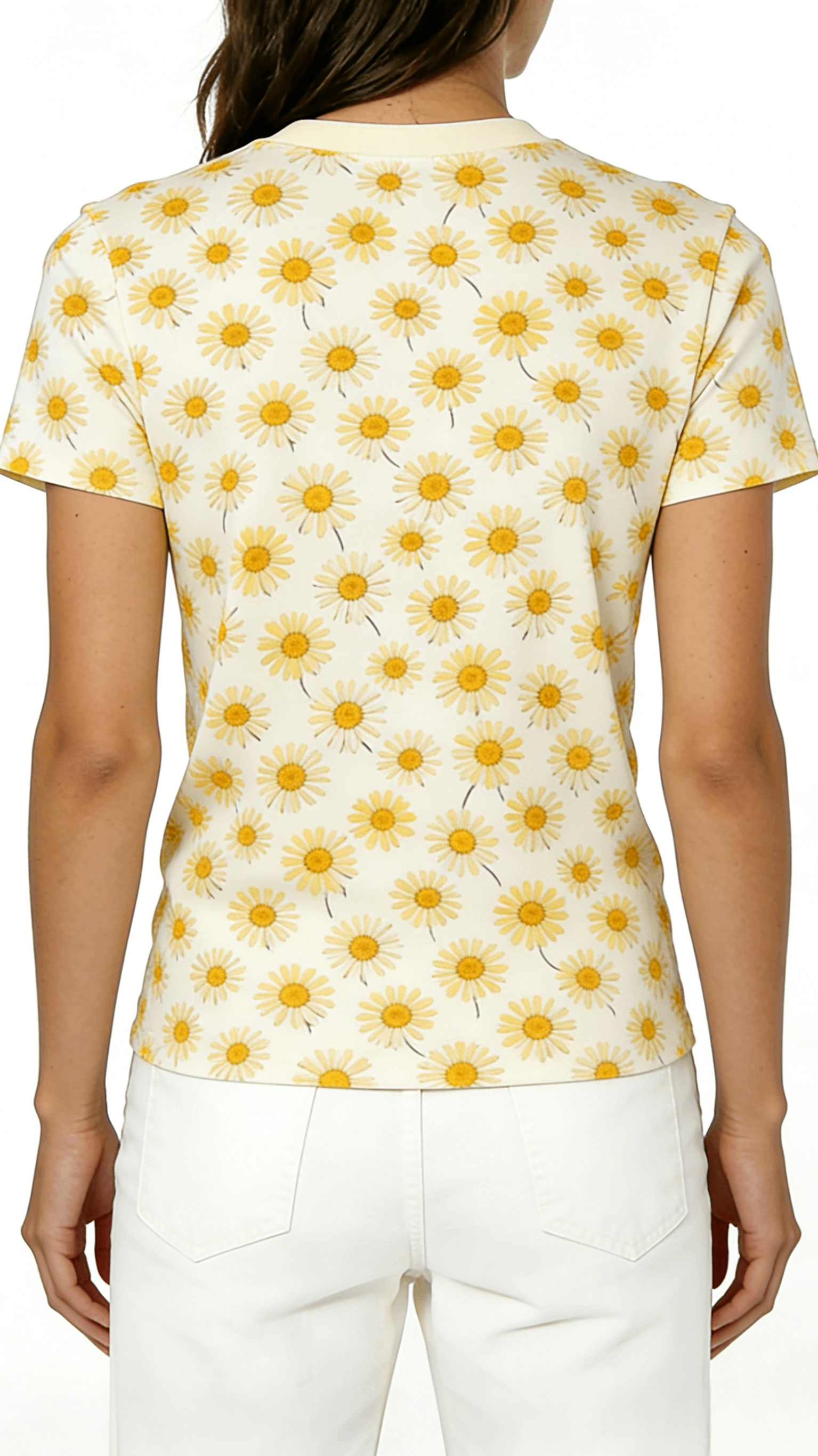 Cream Daisy Print Short Sleeve T-Shirt - Image 3