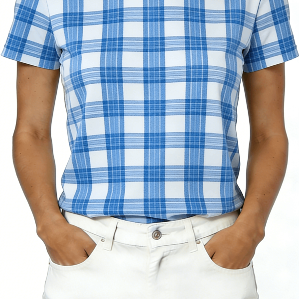 Blue Plaid Short Sleeve T-Shirt