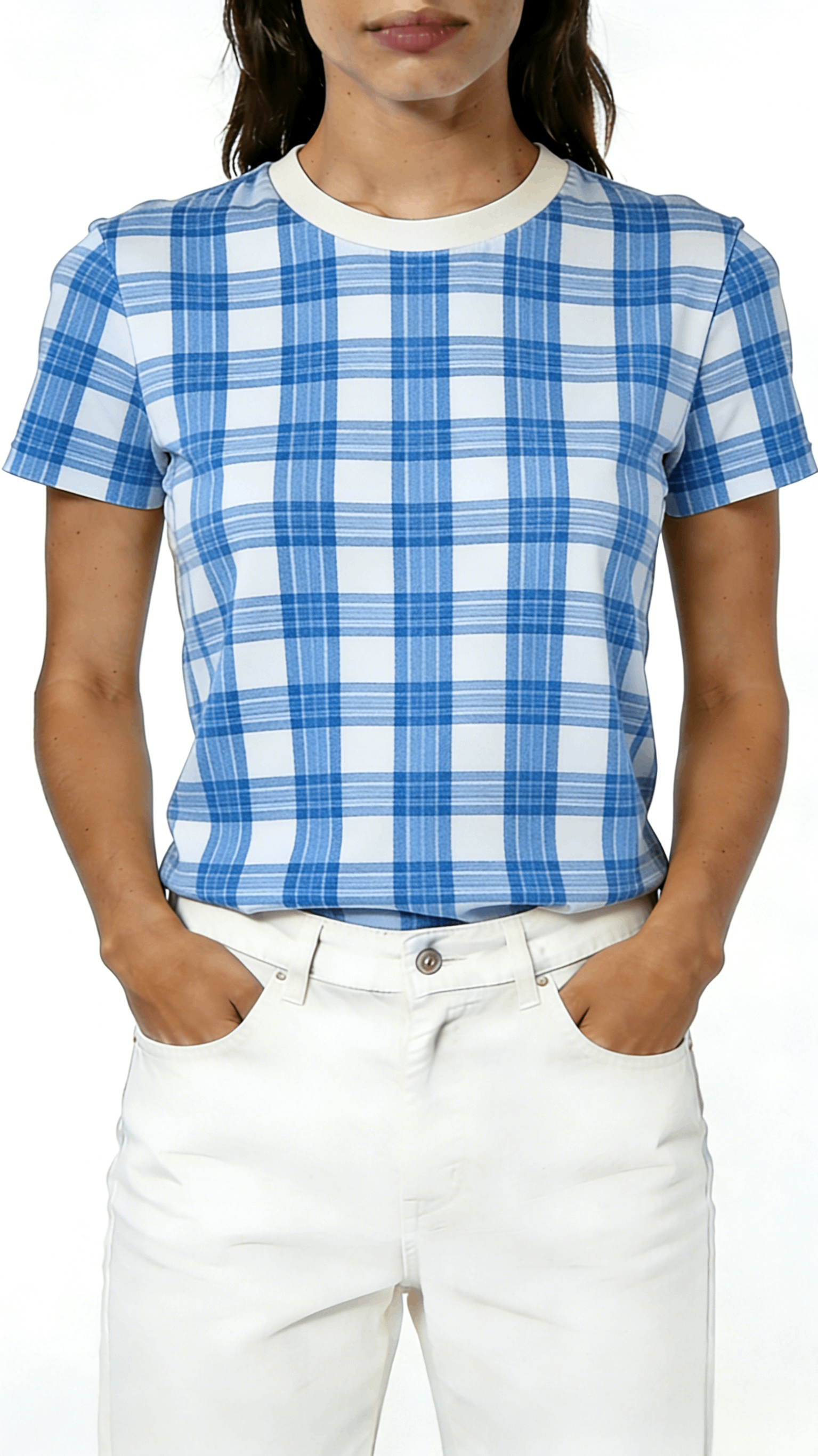 Blue Plaid Short Sleeve T-Shirt