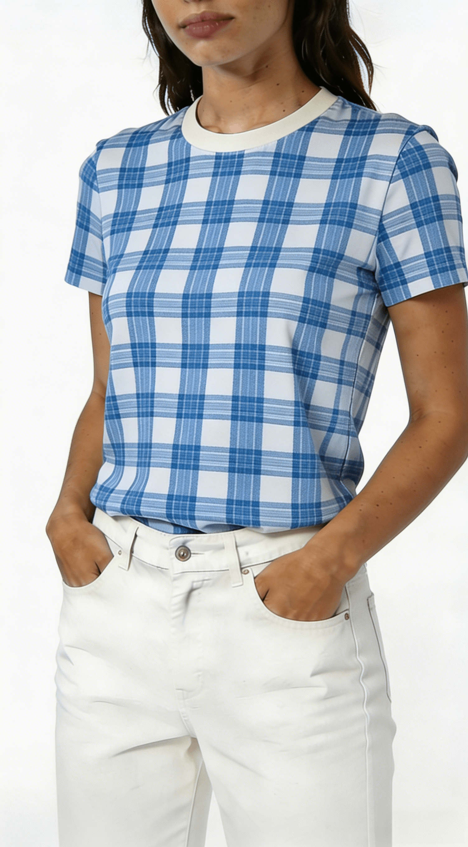 Blue Plaid Short Sleeve T-Shirt - Image 2