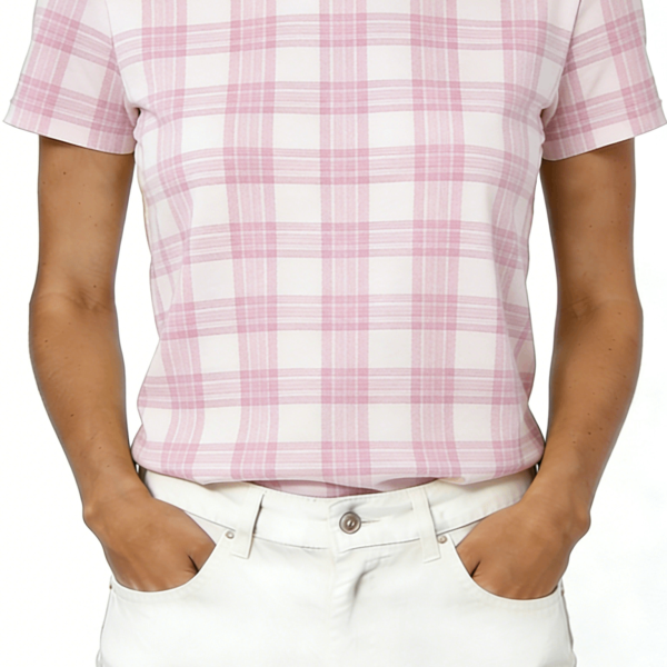 Pink Plaid Short Sleeve T-Shirt