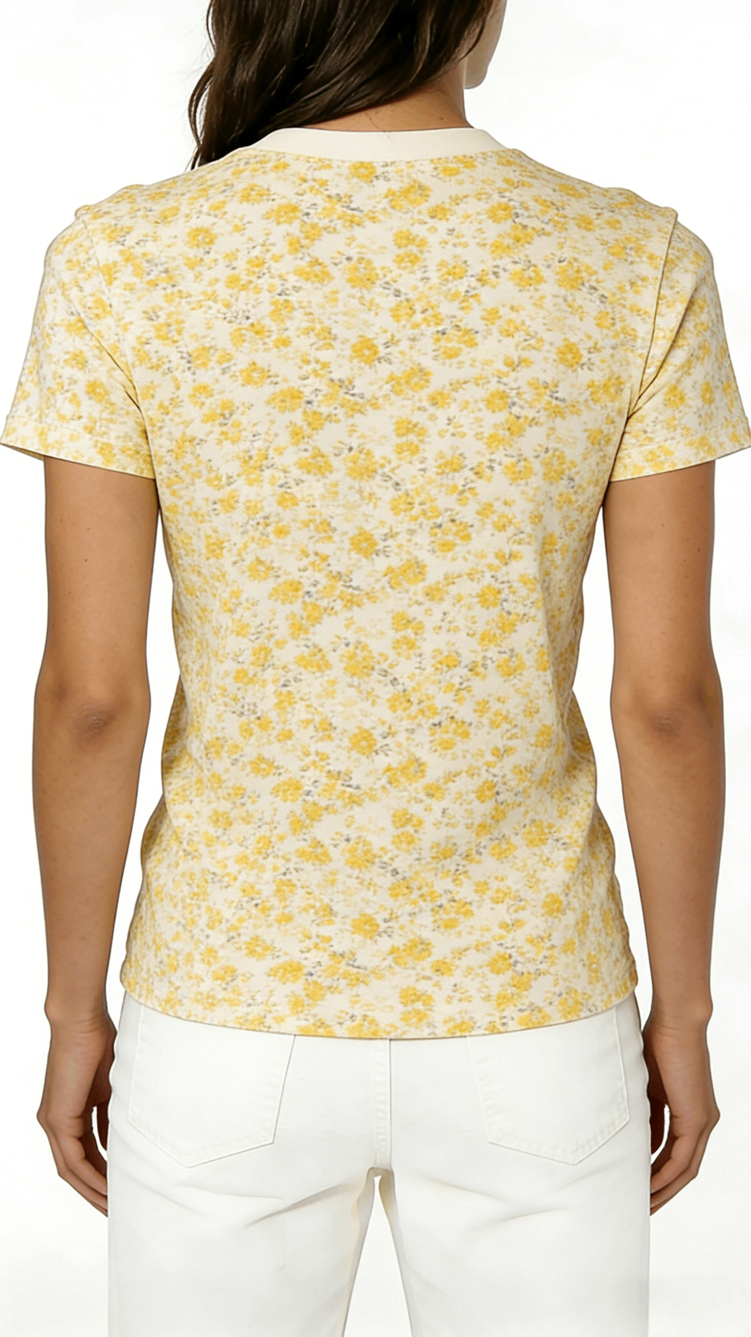 Yellow Floral Print Short Sleeve T-Shirt - Image 3