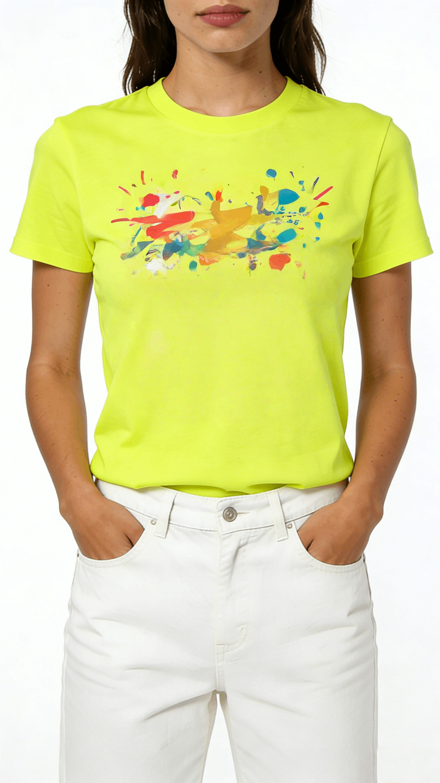 Neon Yellow Graffiti Print Short Sleeve T-Shirt